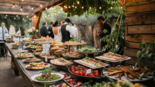 Small catering business at a sunset wedding reception.