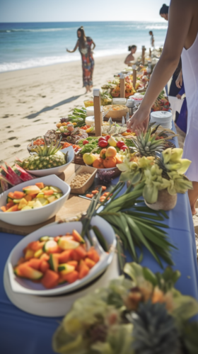 Small catering business at an intimate beach wedding.