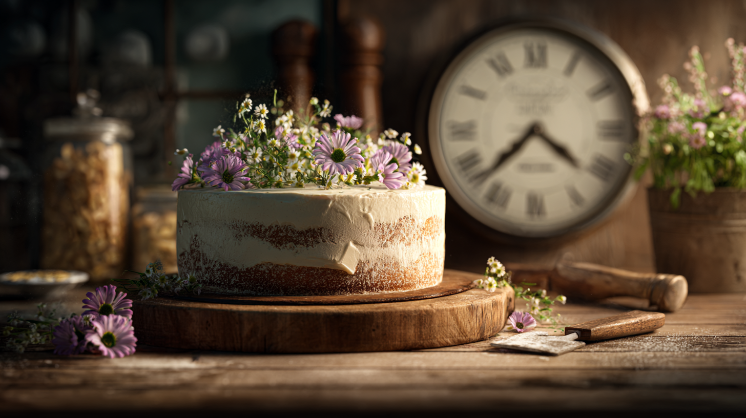 A simple but elegant naked cake with fresh flowers, representing a quick "Plan B" decoration style when baking time is short.